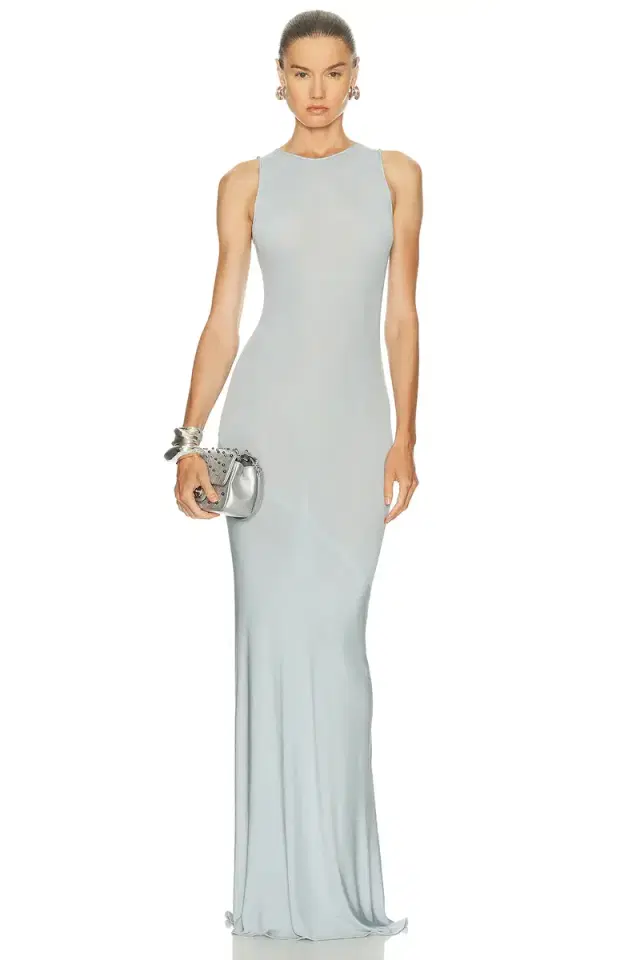 Atlein Asymmetric Ruched Long Dress