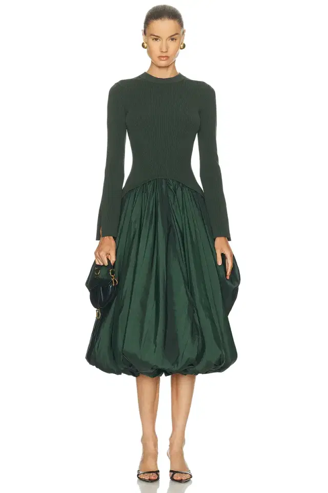 SIMKHAI Kenlie Mock Neck Midi Dress