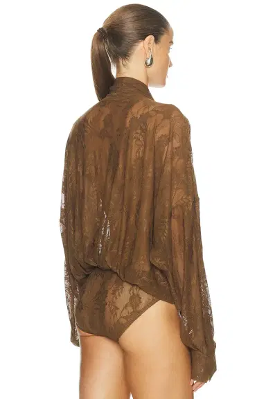 Norma Kamali for FWRD Super Oversized Boyfriend Stretch Lace Bodysuit | Thumbnail 4 Norma Kamali for FWRD Super Oversized Boyfriend Stretch Lace Bodysuit | Thumbnail 4