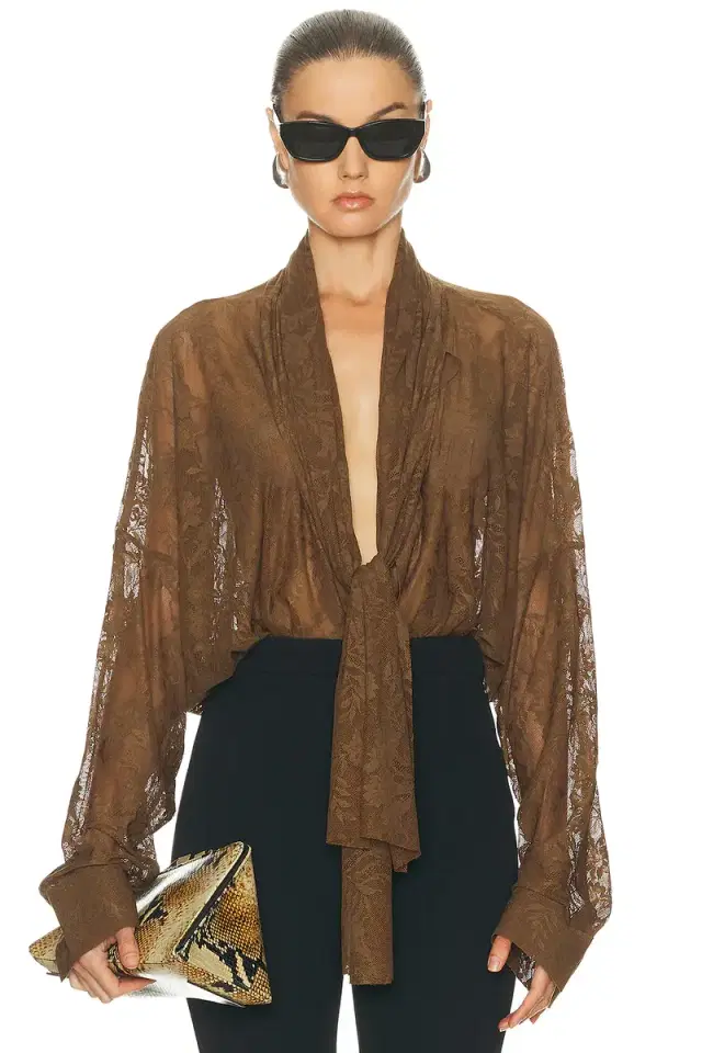 for FWRD Super Oversized Boyfriend Stretch Lace Bodysuit