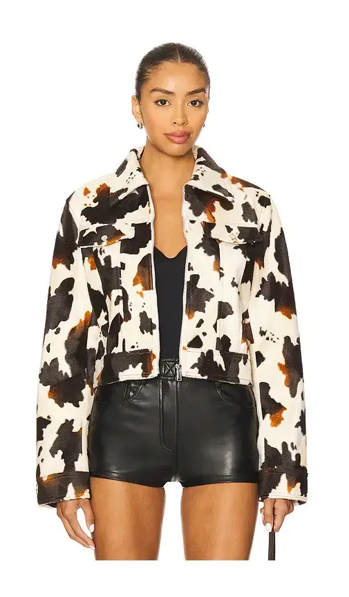 superdown Leah Cow Print Jacket