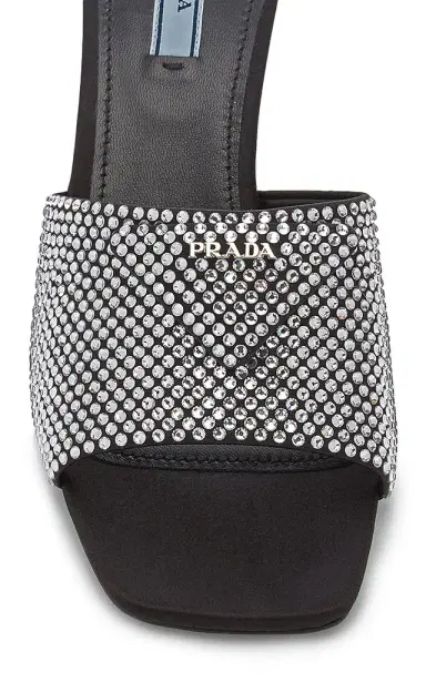 Prada Logo-Detailed Crystal Sandals | Thumbnail 6