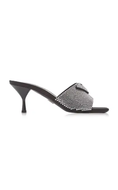 Prada Logo-Detailed Crystal Sandals | Thumbnail 1