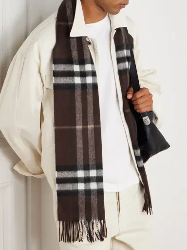 Burberry Fringed Checked Cashmere Scarf - Men | Thumbnail 2 Burberry Fringed Checked Cashmere Scarf - Men | Thumbnail 2
