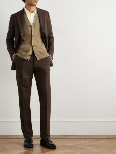 De Petrillo Slim-Fit Tapered Cotton-Moleskin Suit Trousers - Men | Thumbnail 2