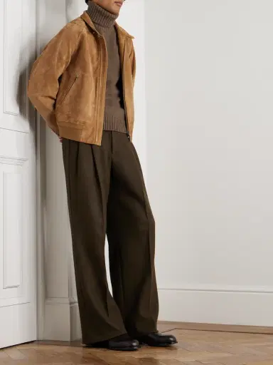 Loro Piana Hubert Pleated Wool and Cashmere-Blend Wide-Leg Trousers - Men | Thumbnail 2 Loro Piana Hubert Pleated Wool and Cashmere-Blend Wide-Leg Trousers - Men | Thumbnail 2