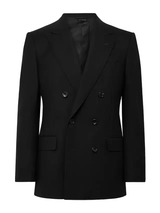 Slim-Fit Double-Breasted Wool-Crepe Suit Jacket - Men