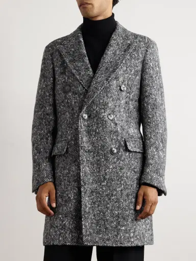 Canali Double-Breasted Brushed-Herringbone Overcoat - Men | Thumbnail 3 Canali Double-Breasted Brushed-Herringbone Overcoat - Men | Thumbnail 3
