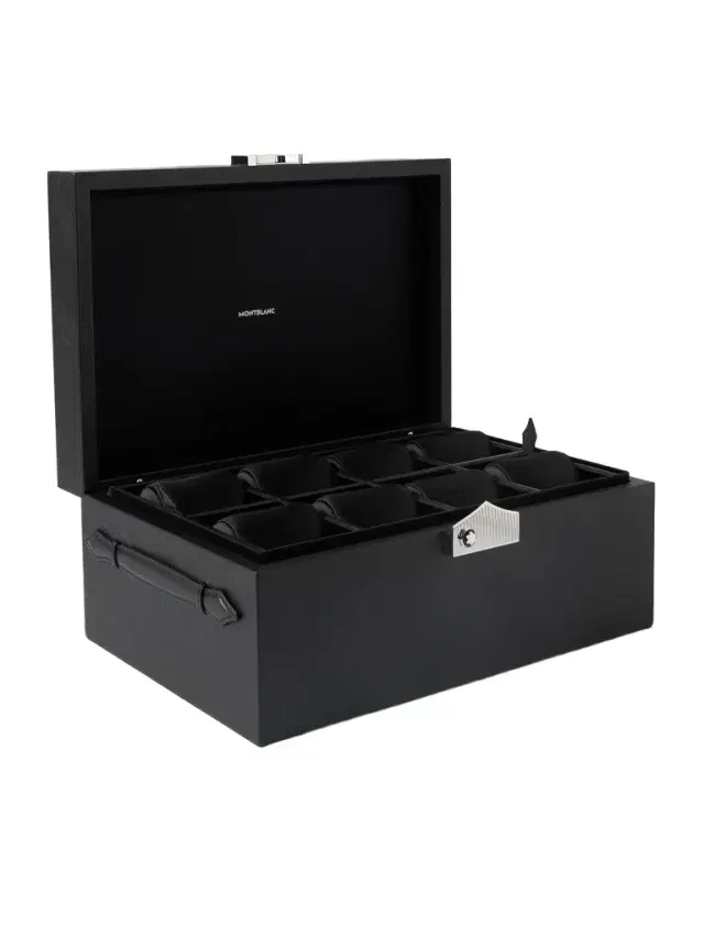 Cross-Grain Leather Eight-Piece Watch Box - Men