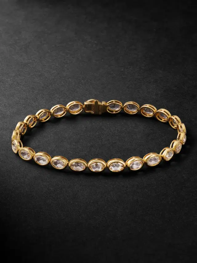 SHAY 18-Karat Yellow Gold Topaz Tennis Bracelet - Men