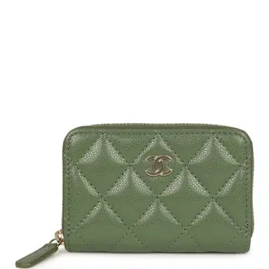 Chanel Chanel Classic Zipped Coin Purse Wallet Khaki Shiny Caviar Light Gold Hardware | Thumbnail 1 Chanel Chanel Classic Zipped Coin Purse Wallet Khaki Shiny Caviar Light Gold Hardware | Thumbnail 1