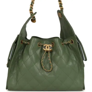 Chanel Chanel Small 25 Hobo Bag Khaki Caviar Antique Gold Hardware | Thumbnail 2
