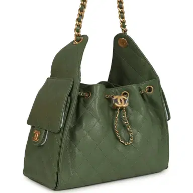 Chanel Chanel Small 25 Hobo Bag Khaki Caviar Antique Gold Hardware | Thumbnail 3