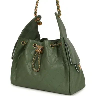 Chanel Chanel Small 25 Hobo Bag Khaki Caviar Antique Gold Hardware | Thumbnail 4