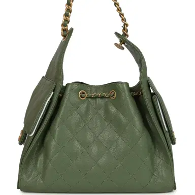 Chanel Chanel Small 25 Hobo Bag Khaki Caviar Antique Gold Hardware | Thumbnail 6