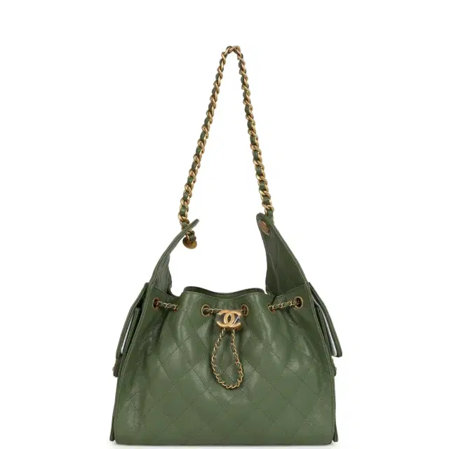 Chanel Chanel Small 25 Hobo Bag Khaki Caviar Antique Gold Hardware