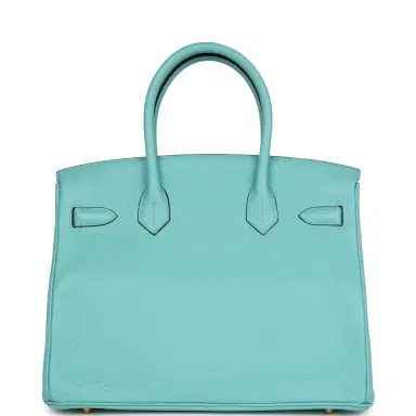 HERMÈS Pre-owned Hermes Birkin 30 Bleu Atoll Clemence Gold Hardware | Thumbnail 4 HERMÈS Pre-owned Hermes Birkin 30 Bleu Atoll Clemence Gold Hardware | Thumbnail 4