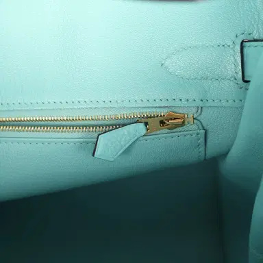 HERMÈS Pre-owned Hermes Birkin 30 Bleu Atoll Clemence Gold Hardware | Thumbnail 9 HERMÈS Pre-owned Hermes Birkin 30 Bleu Atoll Clemence Gold Hardware | Thumbnail 9