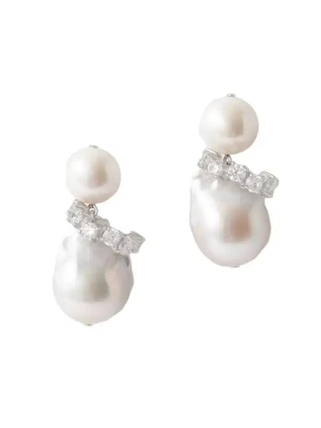 Rhodium-plated Recycled Silver Pearl And Crystal Earrings