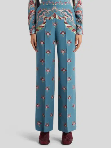 Etro Floral Silk Flared Pants | Thumbnail 4