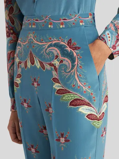 Etro Floral Silk Flared Pants | Thumbnail 6