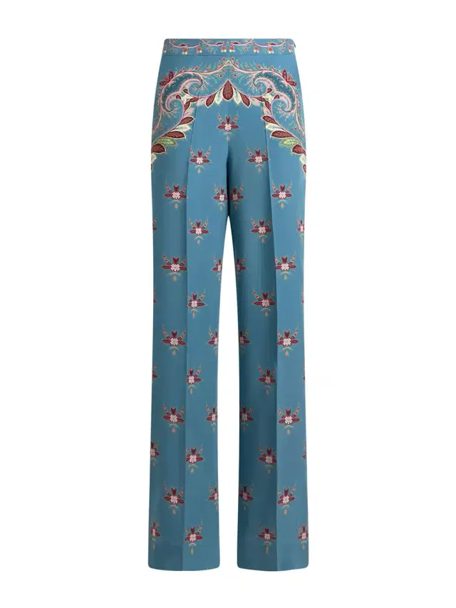 Etro Floral Silk Flared Pants