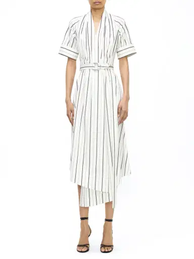 Adam Lippes Nansi Belted Poplin Midi Dress | Thumbnail 3
