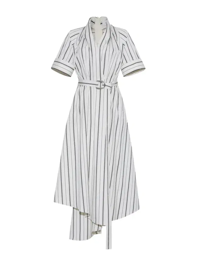 Adam Lippes Nansi Belted Poplin Midi Dress