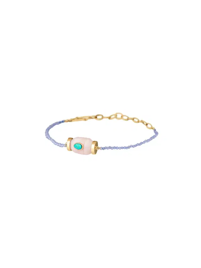 Pink Opal and Tanzanite Doublet Bracelet