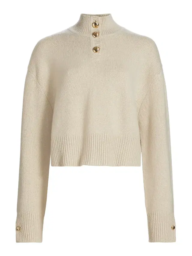 Brandon Maxwell Rowe Cropped Henley Sweater