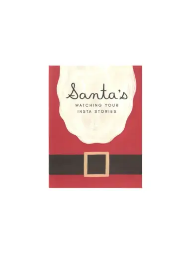 Girl W Knife Santa Watches Insta Holiday Card | Thumbnail 1 Girl W Knife Santa Watches Insta Holiday Card | Thumbnail 1