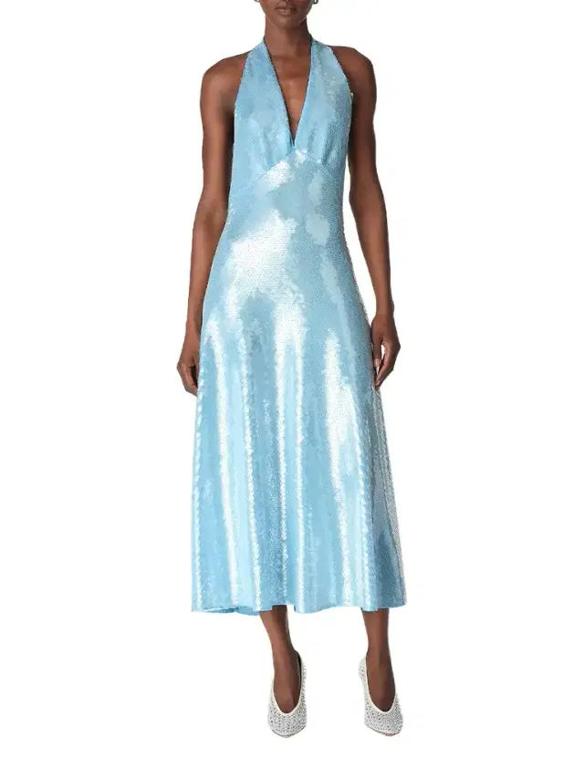 Bottega Veneta Sequin Halter Midi Dress