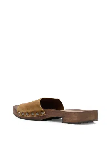 Miu Miu Suede Logo Slide Clogs | Thumbnail 2 Miu Miu Suede Logo Slide Clogs | Thumbnail 2