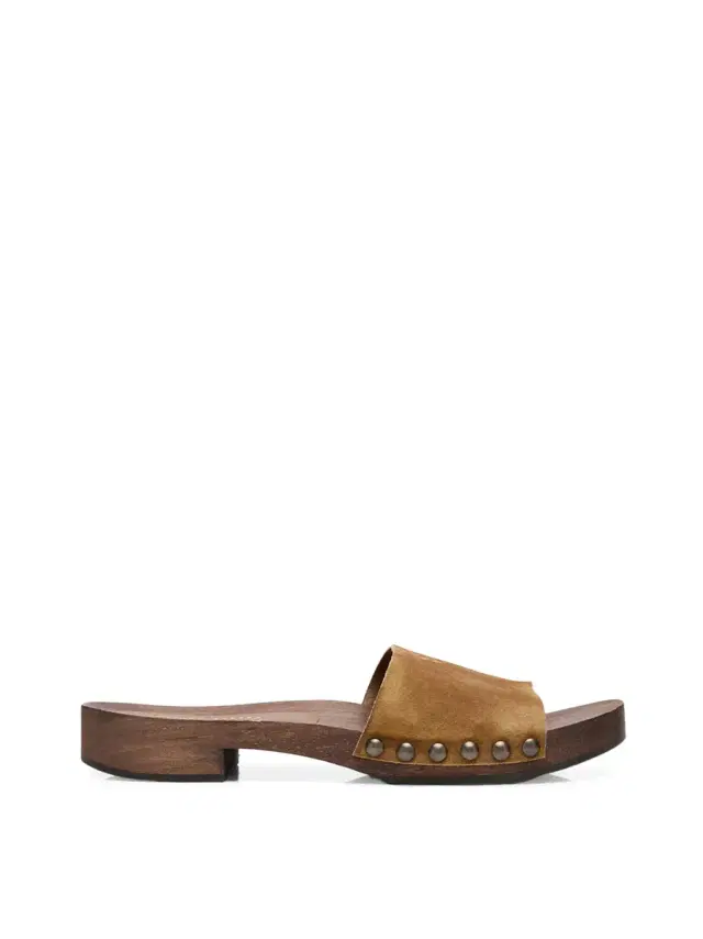 Miu Miu Suede Logo Slide Clogs