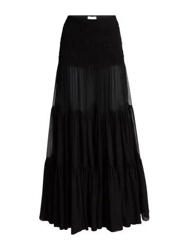 Saint Laurent Tiered Silk Maxi Skirt | Thumbnail 1