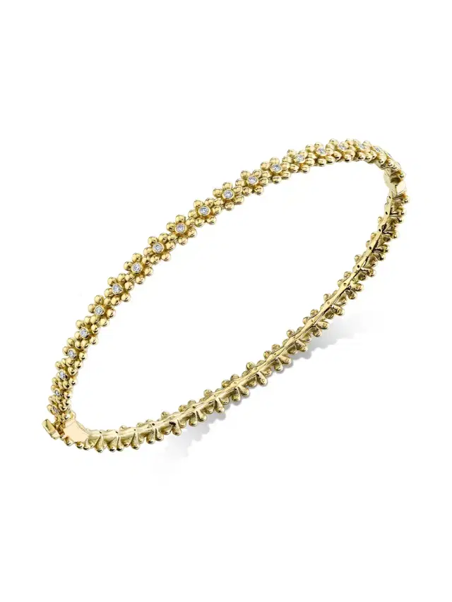 Sydney Evan Tiny Daisy Hinge Bangle