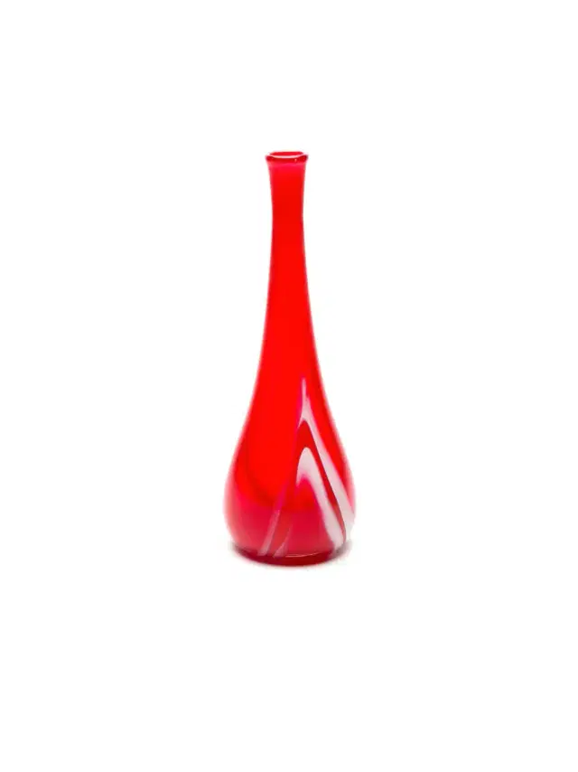 Paul Arnhold Glass Transparent Red Drop Neck Vase