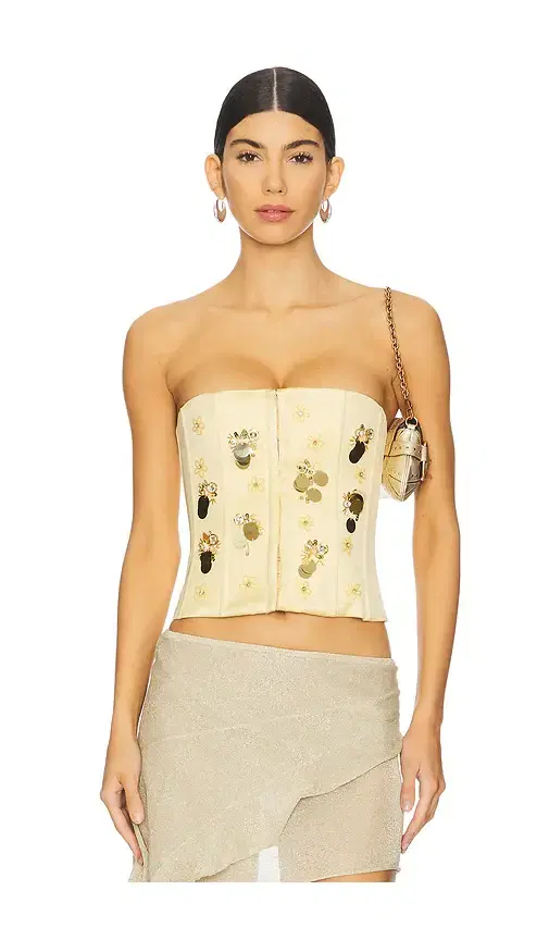 GUIZIO Embellished Satin Corset