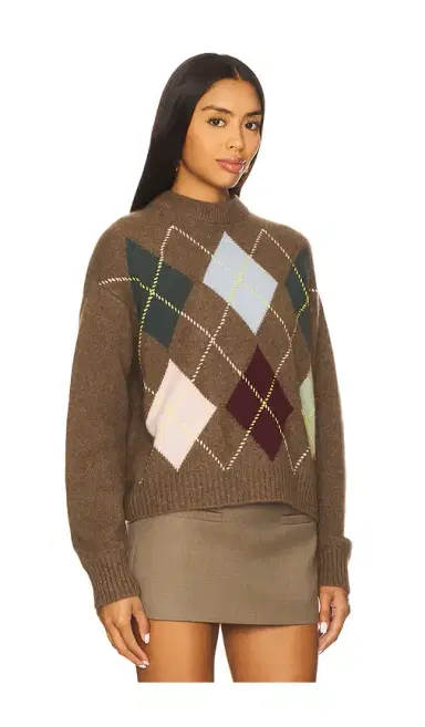 White + Warren Cashmere Argyle Crew Sweater | Thumbnail 2 White + Warren Cashmere Argyle Crew Sweater | Thumbnail 2