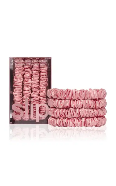 Slip Set-of-Four Silk Skinny Scrunchies | Thumbnail 4