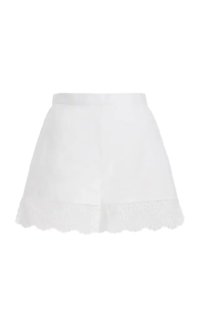 Greta Eyelet-Detailed Cotton Shorts