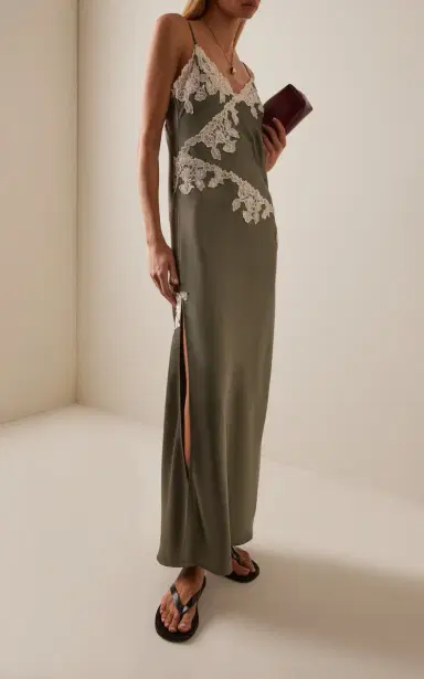 By Malene Birger Vera Lace-Detailed Satin Midi Slip Dress | Thumbnail 2