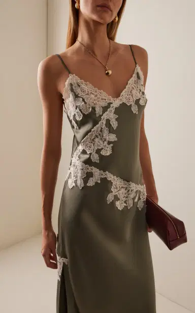 By Malene Birger Vera Lace-Detailed Satin Midi Slip Dress | Thumbnail 3