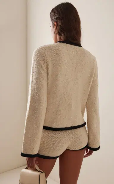 By Malene Birger Rikko Contrast Cotton-Blend Cardigan | Thumbnail 4 By Malene Birger Rikko Contrast Cotton-Blend Cardigan | Thumbnail 4