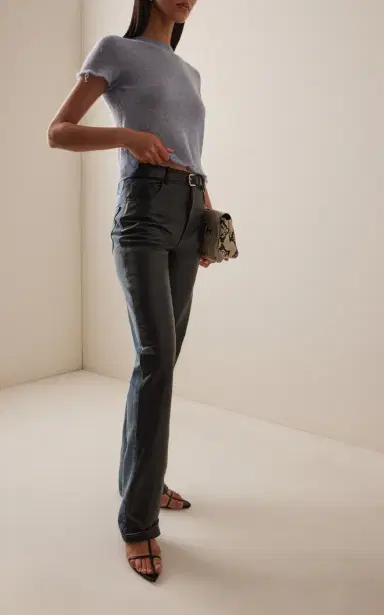Haikure Star Leather and Denim High-Rise Straight-Leg Jeans | Thumbnail 2 Haikure Star Leather and Denim High-Rise Straight-Leg Jeans | Thumbnail 2