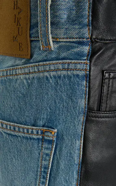 Haikure Star Leather and Denim High-Rise Straight-Leg Jeans | Thumbnail 5 Haikure Star Leather and Denim High-Rise Straight-Leg Jeans | Thumbnail 5