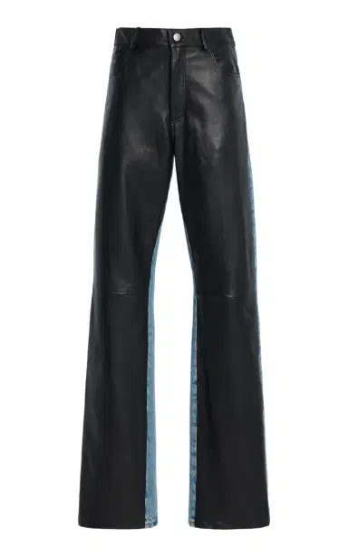 Haikure Star Leather and Denim High-Rise Straight-Leg Jeans | Thumbnail 6 Haikure Star Leather and Denim High-Rise Straight-Leg Jeans | Thumbnail 6