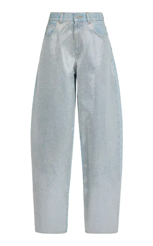 Bibi Stapled Rigid High-Rise Barrel-Leg Jeans