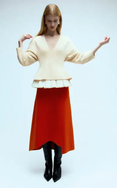 Ashlyn Felix Spliced Merino Wool Midi Skirt | Thumbnail 2