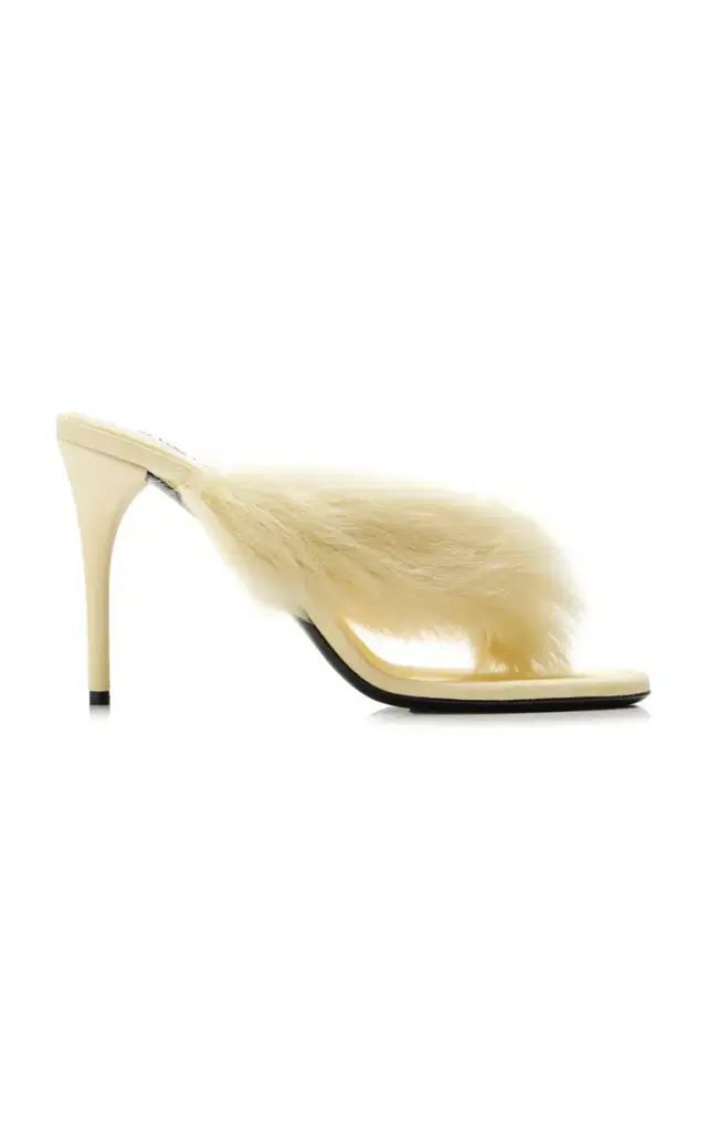 ALAÏA Shearling-Trimmed Suede Thong Sandals